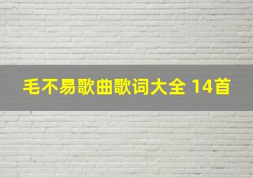 毛不易歌曲歌词大全 14首